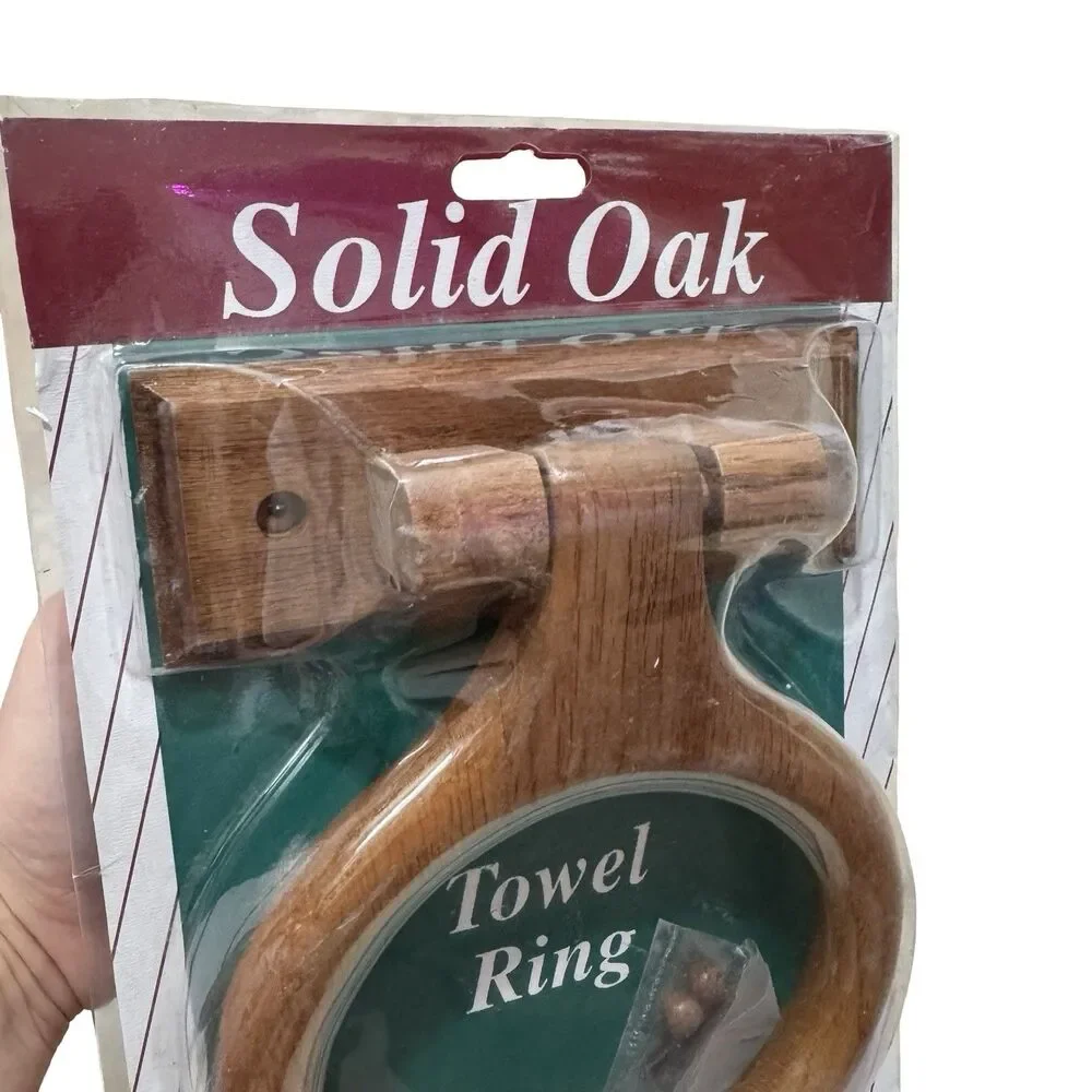 Vintage Solid Oak Towel Ring – Made in China– New in Package Eagle Hardware
